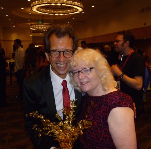 Batton and Jackie at the Eisner Awards after-party.