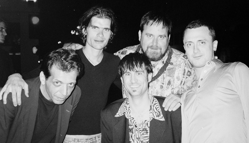 Batton Lash, Paul Pope, Tom Fassbender, Bob Schreck, and Jim Pascoe at the 1998 San Diego Comic-Con.